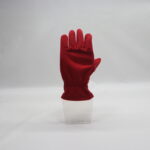 Red Fleece Inner Liner Gloves, Soft Warm Thermal Five Finger Gloves, Breathable Stretch Glove Liners for Skiing Cycling Daily Wear