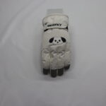 Kids White Cartoon Panda Winter Ski Gloves, Waterproof Windproof Thermal Snow Gloves, Touchscreen Adjustable Wrist Strap Gloves for Boys Girls Snow Play