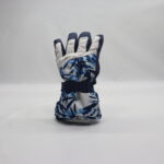 Blue Bamboo Print Ski Gloves Waterproof Windproof Thermal Insulated Snow Gloves Adjustable Hook Loop Wrist Strap for Skiing Snowboarding Winter Sports