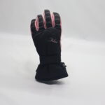 Black Pink Spliced Women Ski Gloves Waterproof Windproof Thermal Snowboard Gloves with Adjustable Buckle Wrist Strap Anti-Lost Lanyard